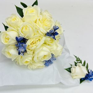 “Something Borrowed” Bridal Bouquet  and Boutonnière