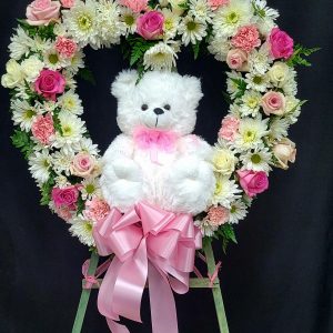 Pink & white Open Heart (+bear)
