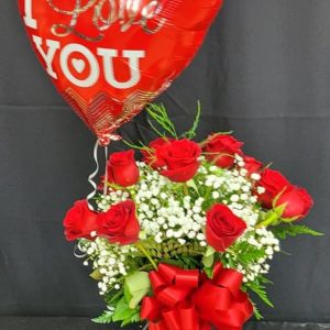 Love Galore (dz roses w/balloon)